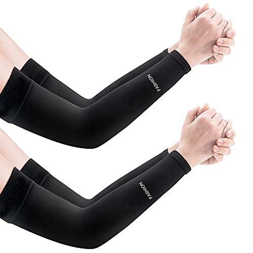 SPEACOUR 2 Paio Maniche Anti UV Maniche di Protezione Solare Manicotto Protettivo Raffreddamento Manica Braccio Traspirante Elastico Manicotto Sportivo per Ciclisimo, Pesca, Basket e Pallavolo - Nero