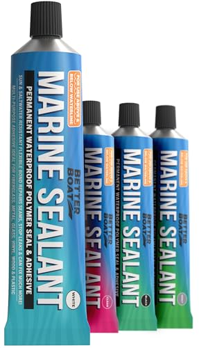 Image of Marine Sealant and Adhesive, Waterproof Marine Grade Caulk | High-Temperature Water Sealant for Boat, Auto, and RV, Silicone-Free, White, 1 Tube, 3 Oz