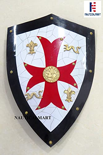 NauticalMart Knight Templar Royal Crusader Shield Red Cross w/Grid