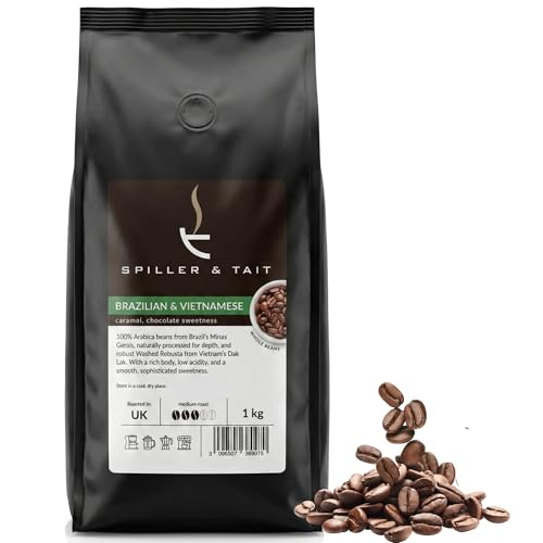 Spiller & Tait Premium Coffee Beans & Coffee Blend | Freshly Roasted Barista Coffee | Arabica & Robusta Blend | Medium to Dark Roast Variety (Pure Colombian Huila)