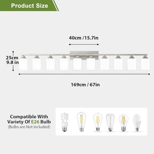 Image of Brushed Nickel Bathroom Light Fixtures, 10-Light Vanity Lights over mirror