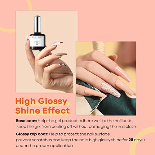 Modelones Gel Top Coat and Base Coat with Nail Primer Set, 3Pcs No Wipe Base and top coat Gel Nail Polish Nail Bond Primer, 10ml New Upgraded Formula Long-Lasting Gel Nail kit - Image 5