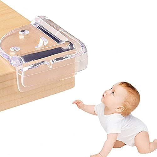 Image of Safe-O-Kid Baby Safety 4 -Pack NBR Foam Corner Guards + 4 Transparent Smiley Corner Protectors - Soft, Durable Furniture Edge Guards (Cream & Transparent)