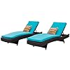 Sundale Outdoor Chaise Lounge Set of 2, Rattan Wicker Patio Lounge Chairs for Outside, Adjustable Chaise Loungers with… 41LYKJkRJIL. SS100