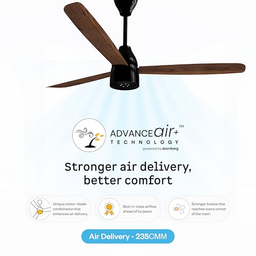 Image of atomberg Renesa Enzel 1200mm BLDC Ceiling Fan with Remote | 5 star | Advance Air+ Technology | LED Speed Indicator | Low Noise | Sleek Design | Power Saving | 3 Year Warranty | Dark Walnut