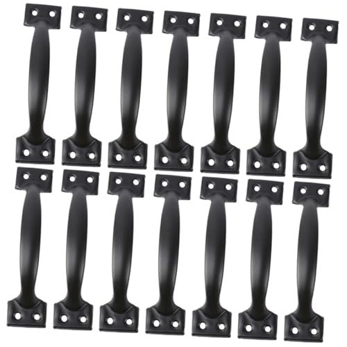 NUOLUX 14個 黒色アーチ型ワードローブドアハンドル アイアン製キャビネット引き出しプル シンプルで実用的な家具取っ手