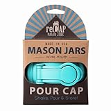 reCAP Mason Jar Pour Lid with Foldout Carry Loop, Wide Mouth, Aqua, Leak-Proof Seal, 4-Pack, USA Made