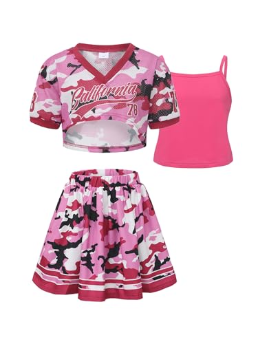 Image of PureChapter Tween Girls 2 Piece Outfits Short Sleeve Tops and Pleated Skirt Set, Cute Pleated Skirt for Girls Size 7-14