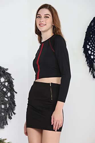 Image of Leriya Fashion Long Sleeve Crop Top Cropped Sweatshirt for Women with Thumb Hole Western Top