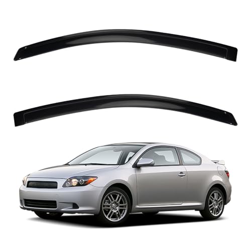 LQQDP 2pcs Smoke Tint Sun Rain Guard Vent Window Visors Compatible with 2005-2010 Scion tC, Outside Mount Tape On Style Acrylic Set of 2 Front