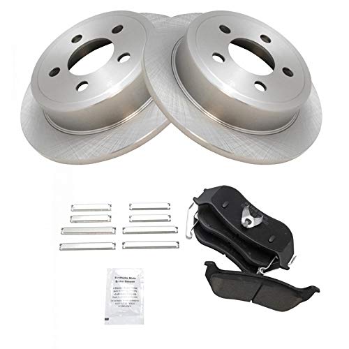Image of TRQ Rear Brake Pad and Rotor Set Ceramic Solid Rotors