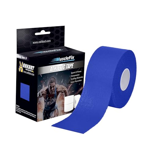 Image of Athletic Tape for Ankle, Wrist & Joint Protection, Easy-tear Breathable Soft Cotton Best Adhesive Medical Tape for Athletes & Trainers (Blue, 3.8 cm * 13.7 m)