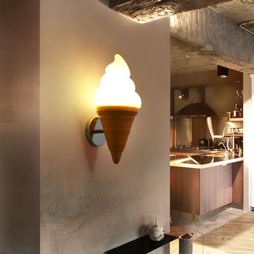 Image of Ice Cream Wall lamp Spiral Cone Decorative Wall Light Fixture, DIY Lighting Fixtures for Kitchens, Dining Rooms and More(Pink)