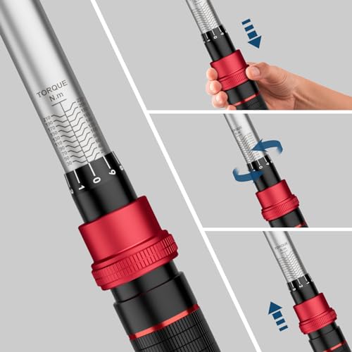 VANPO Torque Wrench 1/2" Drive, 20-220Nm Car Wrench Set with 1/2" to 3/8" Adapter & Extension Bar, ±3% Accuracy, Dual-Direction, 72-Tooth Wheel Nut Removal Tool Kit for Car, Motorcycle & Truck Repairs 5 VANPO Torque Wrench 1/2" Drive, 20-220Nm Car Wrench Set with 1/2" to 3/8" Adapter & Extension Bar, ±3% Accuracy, Dual-Direction, 72-Tooth Wheel Nut Removal Tool Kit for Car, Motorcycle & Truck Repairs - Image 5