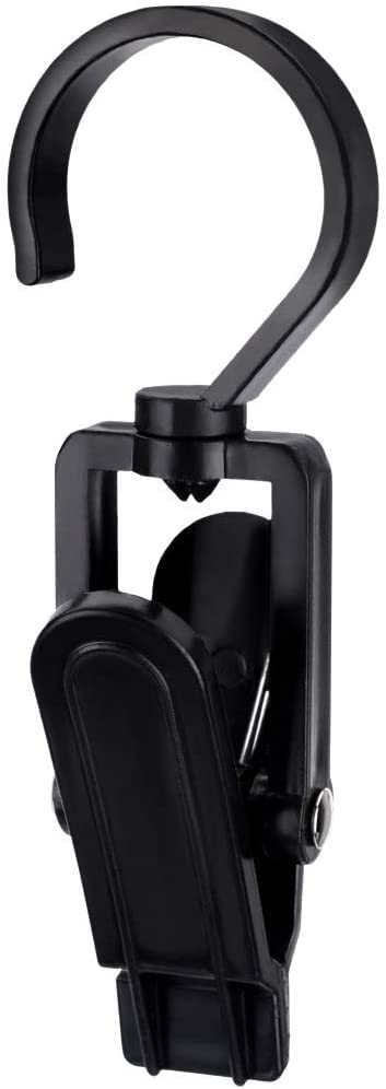 HirrWill20 Pieces Plastic Clips Clever Clips with 360 Degree Swivel Hook Strong and Slip-proof for Holding Clothing Towels Hats Home Office Workshop 10.5cm Black