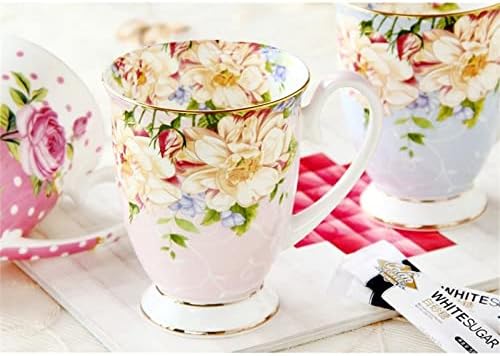 Miniatura 4 de Taza de café 10.1 fl oz, taza de cerámica de porcelana de hueso, tazas café pintura floral, presente creativo, ceremonia vintage