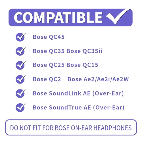 Almohadillas de Gel Refrescante para Auriculares, Repuesto para Bose QC25/QC35/QC45/AE2/AE2i/AE2w, Almohadillas con Tela Ice Silk - Negro/Púrpura miniatura 2