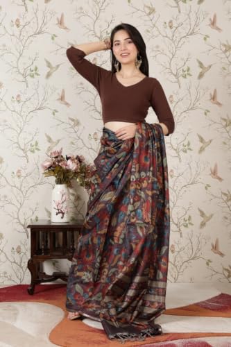 Image of Mlada V-Neck Stretchable Saree Blouse Top for Women | Slim Fit 3 /4th Sleeves Solid Cotton Blouses | Readymade Saree Blouses for Women Festive & Ethnic | Blouse Crop Top