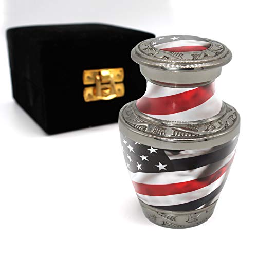 Image of Red Line Flag Cremation Urns for Human Ashes Adult Man & Urns for Ashes