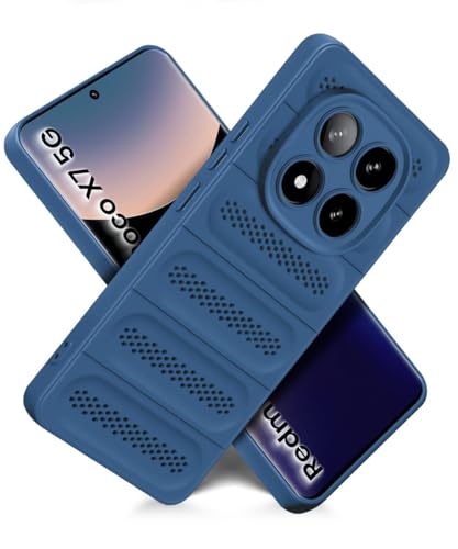 Image of WOW IMAGINE Ultimate Silicone Back Cover Case for Redmi Note 14 Pro 5G | Poco X7 5G | Heat Dissipation Thin Soft TPU | 360 Camera Protection | Breathable Cooling Holes - Deep Blue
