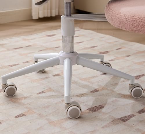 Image of Ergonomic Cross Legged Office Chair with Wheels, ADHD Chair for Adults, Meditation Chair, Yoga Office Chair, Comfortable Back Support, Height Adjustable,Small Spaces,Teddy Fleece-Pink