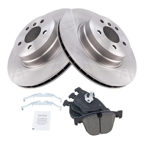 Image of TRQ Rear Brake Pad and Rotor Set Ceramic Compatible with 2007-2018 BMW X5 2008-2019 X6