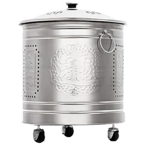 Qtqhome Edelstahl Brenntonne Mobil 38,9 cm