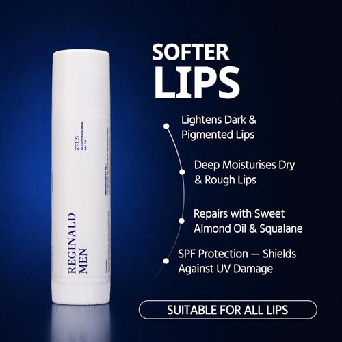 Image of Reginald Men Zeus - Lip Balm SPF 30 PA+++ 5g | Brightens Smoker Lips & Repairs Skin Barrier | Softens & Smoothens Rough Texture | Fights Dryness & Pigmentation, Protects from Sun Darkening
