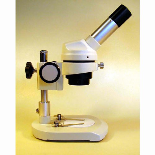 Image of AmScope K104-YY Elementary Stereo /Dissecting Microscope, 10x and 16x Widefield Eyepiece, 20x-32x Magnification, Reversible Black /White Stage Plate, Heavy-Duty Frame