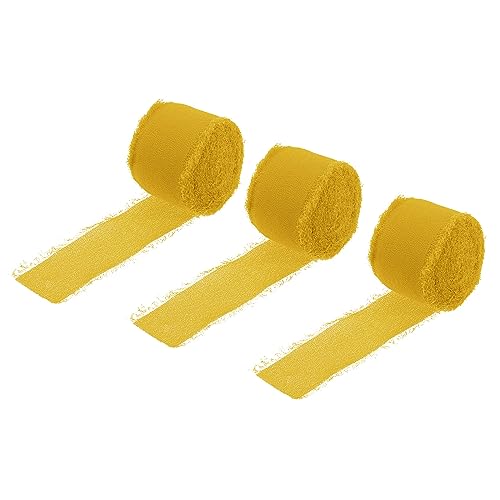 Uxcell Chiffon Ribbon 1.5" x 8 Yard, Yellow Chiffon Silk Ribbon for Wedding Decoration Pack of 3