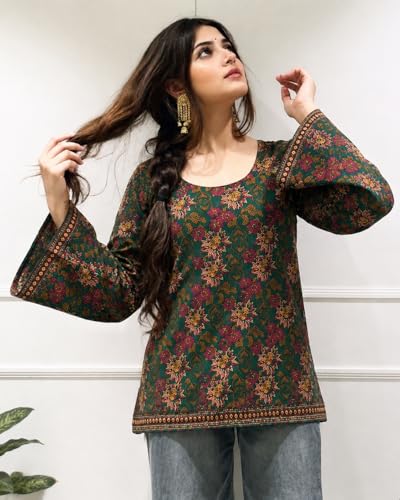 Image of ANNI Designer Cotton Short Kurti for Women | Stylish Kurti | Short Kurti Top | Casual Kurta for Women | Comfortable Cotton Kurtis for Womens