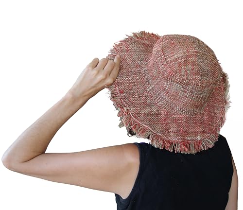 Image of Hemp Sun Hat Wired Wide Brim Big Sizes M /L /XXL Farmers,Raw Hemp Natural Garden Summer Hippie hat