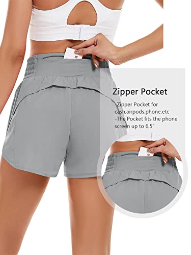 Bmjl Womens Athletic Shorts High Waisted Running Shorts Summer Workout Quick Dry With Back Waistband Pocket(S,Grey) #TOP1