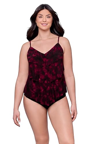 Aqua Green Women's Triple Ruffle Tier Swim Tankini Top with Adjustable Straps, to Dye for, Small