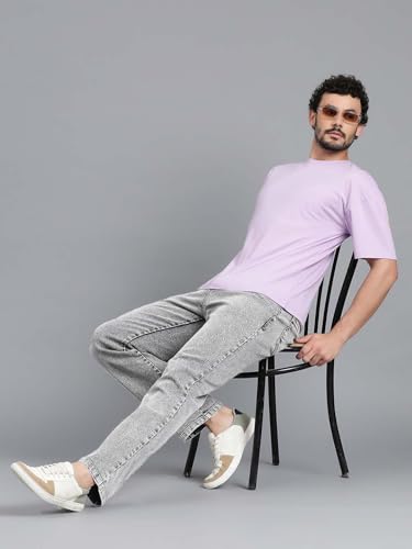 Image of KOTTY Men's Baggy Straight Fit Denim Jeans Washed Wide Leg Urban Fashion Comfortable Trendy Style