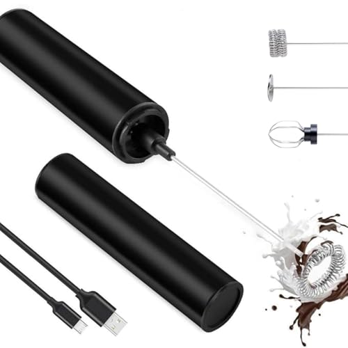 InstaCuppa Rechargeable Travel Milk Frother with 3 Speed Settings,4 Stainless Steel Whisks (Classic...