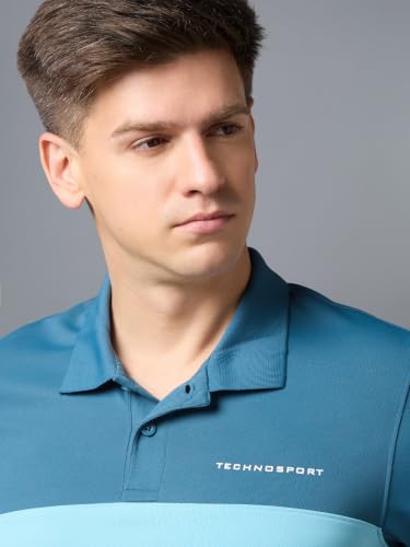 Image of TECHNOSPORT Men's Slim Fit Half Sleeve Polo T-Shirt with Collar, TECHNOCOOL+ Quick Dry Moisture Wicking Polo Tee for Gym Sports Golf and Casual Wear
