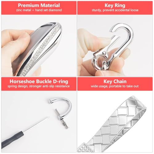 LECART Glitter Key Fob Cover for Mercedes Benz Accessories Bling E S A C G Class Car Key Shell Case Protector Metal Covers Cute Keychain