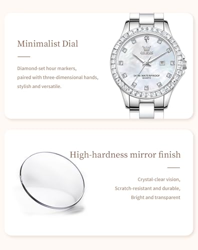 Image of OLEVS Womens Watch Gold Ladies Dress Elegant Luxury Stainless Steel Waterproof Easy to Read Small Wrist Watches for Women