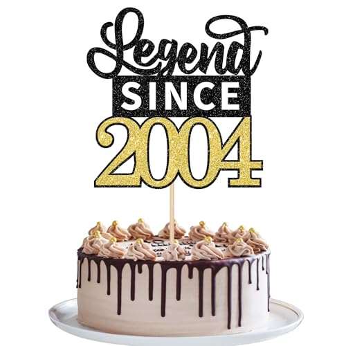 1 pieza Legend Since 2004 Cake Topper Glitter 21st Cumpleaños Decoración para Tartas de Feliz Cumpleaños 21 Decoración para Tartas para Saludos en 21 Cumpleaños Aniversario Fiesta Pasteles