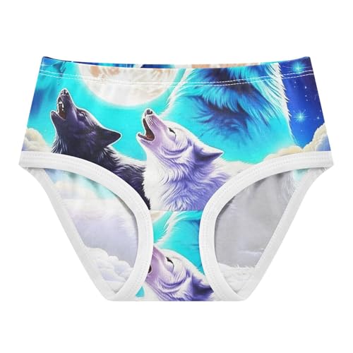Galaxy Cool Wolf Blue Purple Toddler Girls Underwear 2t Cotton Panties for Girl Animals Undies Kids Briefs