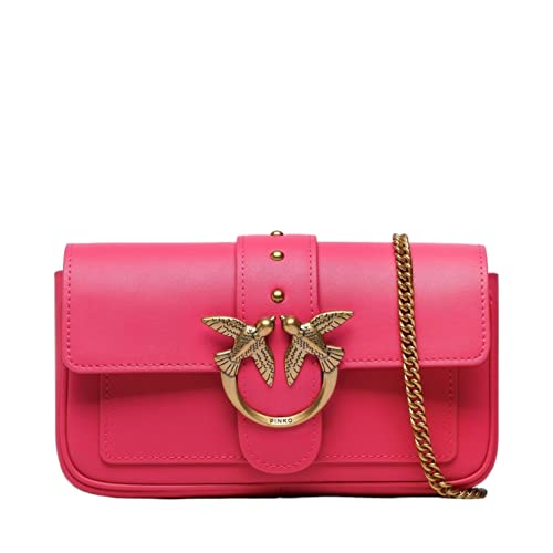 Pinko Love One Pocket C Vitello Seta, Borsa Donna, N17q_barbabietola Ch-antique Gold, Taglia unica