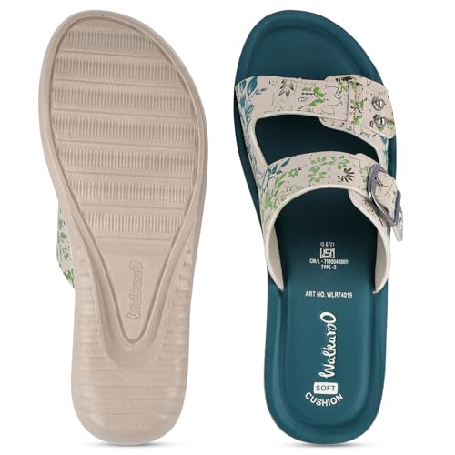 Image of WALKAROO Slip-on Sandals for Women|Lightweight PU Wedge Sole, Comfortable Sandal|Walking, Shopping, Travel, Casual Wear Sandal-WLR74019