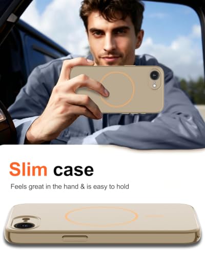 Image of Magnetic for iPhone 17e Case /iPhone 16e Case,Shockproof Matte Case,Gold | with Screen Protector,Compatible with MagSafe,Military Grade Drop Protection,Full Camera Protection,Non-Slip Design Cover