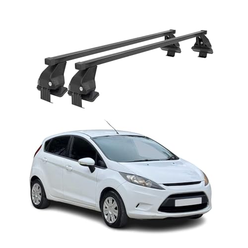 OMAC Roof Rack Cross Bars for Ford Fiesta Hatchback 2011-2013 Lockable 110Lbs Steel Black 2Pcs fits Cargo Carriers Kayak Canoe Bike Snowboard