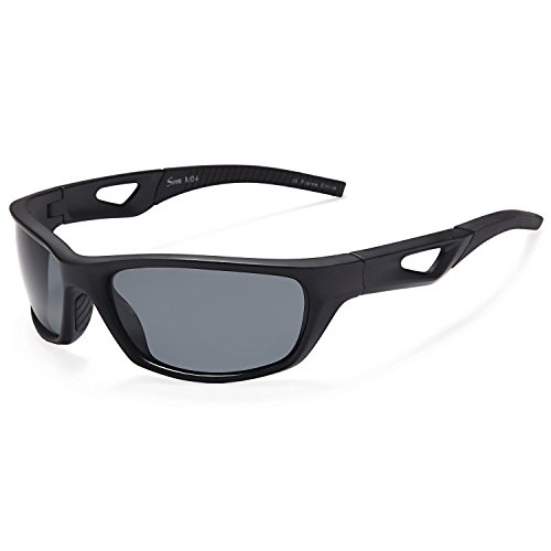 Siren Mens Polarized Sport Sunglasses & Case – Gray Lens Matte Black Frame