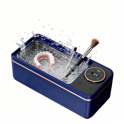 Ultrasonic Jewelry Cleaner, 48KHz Professional Ultrasonic Cleaner for Eyeglasses, Rings, Retainers, Dentures, Jewelry Cleaner Ultrasonic Machine with 6 Timer Modes &amp; 304 Stainless Steel Tank (Blue)