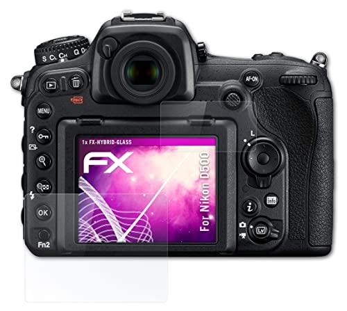 atFoliX Plastic Glass Protective Film compatible with Nikon D500 Glass Protector, 9H Hybrid-Glass FX Glass Screen Protector of plastic (Set of 1)