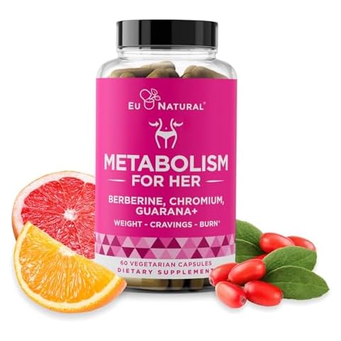 Metabolism for Her - Weight Loss Pills for Women - Appetite Suppressant, Fat Burner, Metabolism Booster - Combat Cravings & Lose Belly Fat - Berberine, Chromium Picolinate & Guarana - 60 Veg Capsules Cover