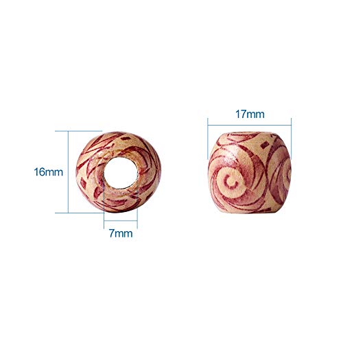 Pandahall 50Pcs Assorted Painted Drum Round Wood Beads Large Hole Beads Barrel Wooden Beads Loose Spacer 0.6Inch Diameter For Jewelry Bracelet Making Hole 0.3Inch #TOP1